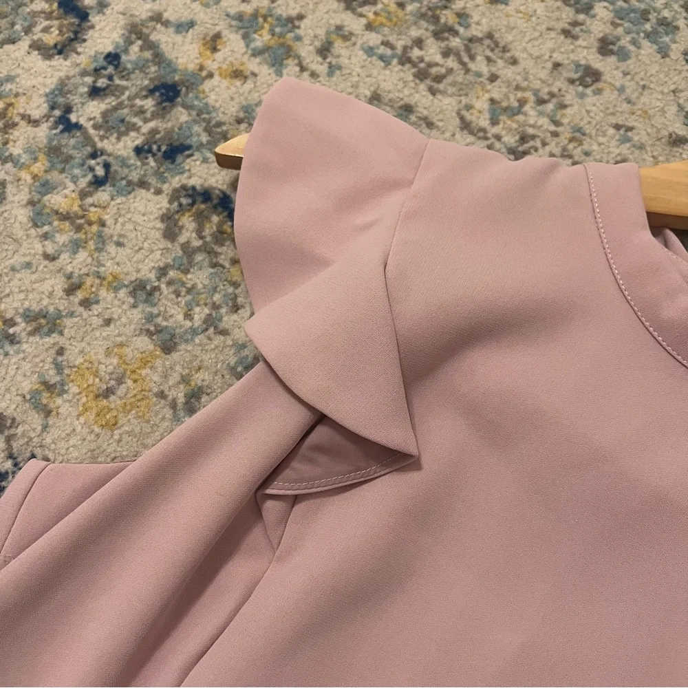Adelyn Rae Ina Ruffle blush shift dress - Picture 2 of 6